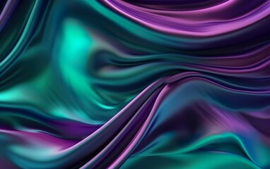 Fototapeta premium Silk satin. Gradient. Wavy folds. Shiny fabric surface. AI, Generative AI