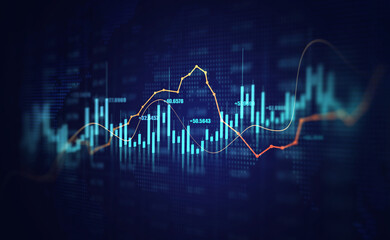 Finance chart,stock market business and exchange financial growth graph. Stock market investment...