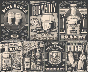 Alcoholic booze monochrome set poster