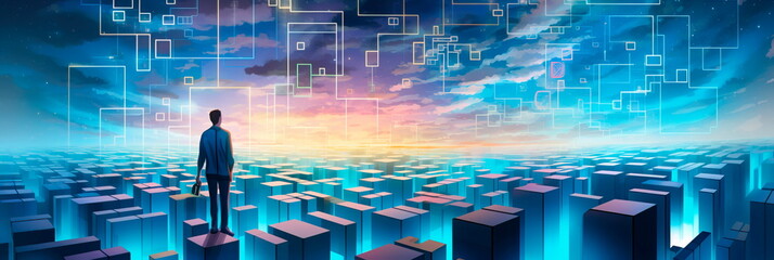 geometric background with a puzzle-like pattern