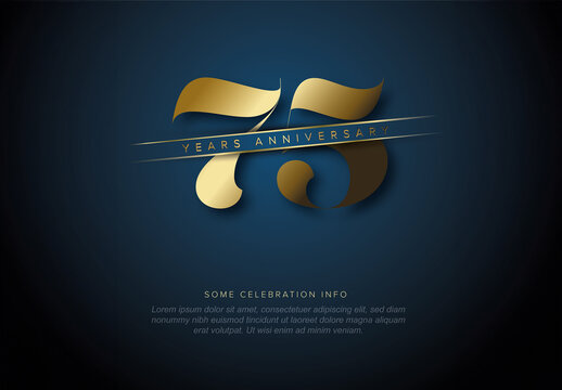 Seventy five years dark blue luxury anniversary card template