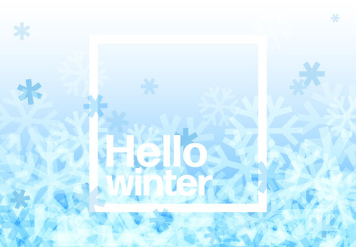 Hello white Winter simple poster flyer banner template