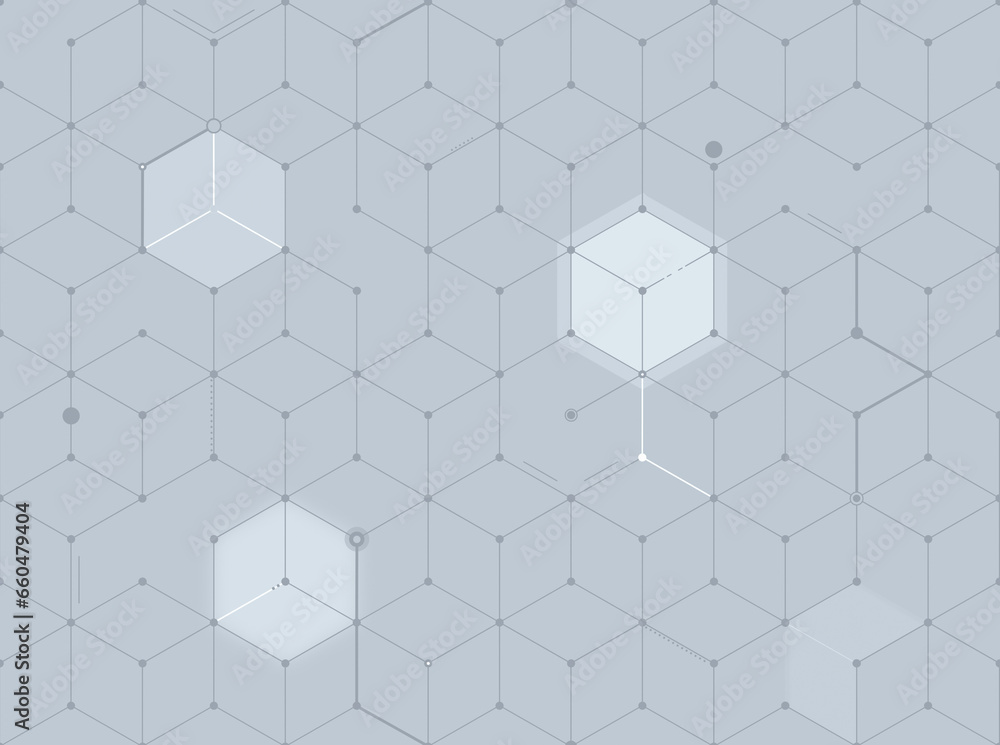 Poster gray 3d cubes on light grey background, seamless geometric pattern. abstract and modern technology a