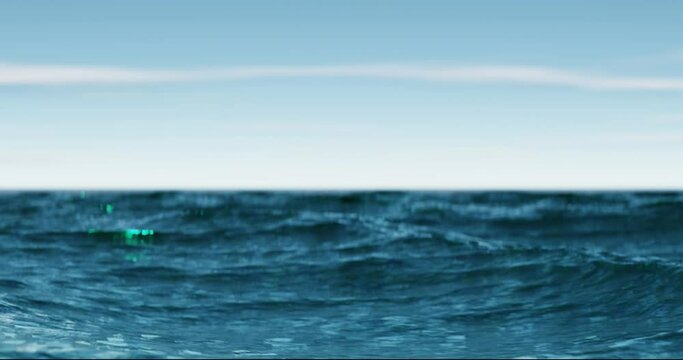 Wave sea beach and blue sky abstract background. Nature and summer concept. 3d render.