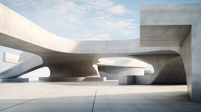 3d render of abstract concrete architecture design
