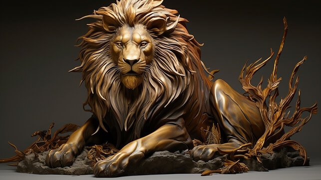 
rei leão tons terrosos, cobre e dourado