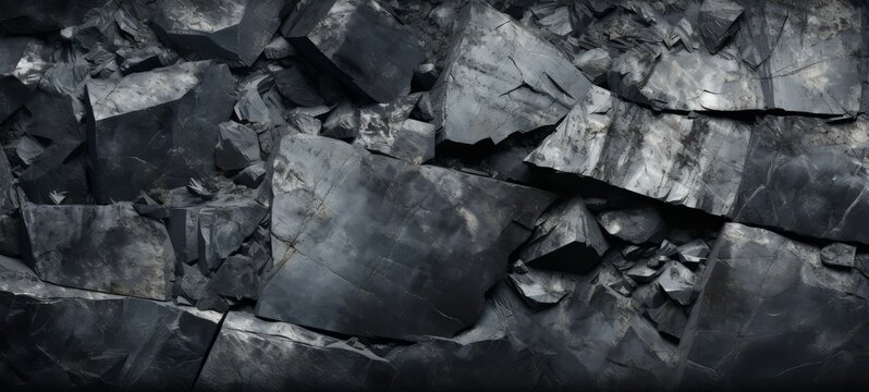 Silver texture from pieces of Silver ore. Silver background. Expensive metal. Horizontal format for banners texture. AI generated.
