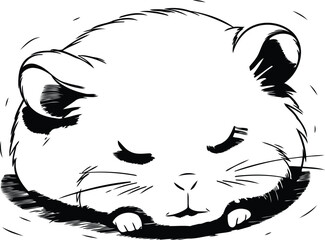 Illustration of a hamster. Black and white vector illustration.