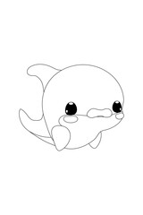 Colouring, linart, children's game. preschool Sea characters