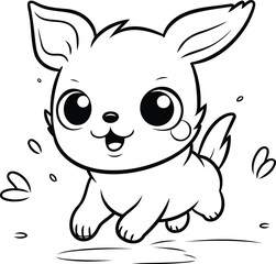 Cartoon Cute Little Chihuahua Running Vector Illustration
