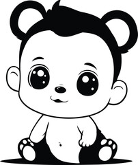 cute little baby boy with teddy bear cartoon vector illustration graphic design