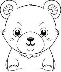 Coloring book for children. Teddy bear. Black and white vector illustration.