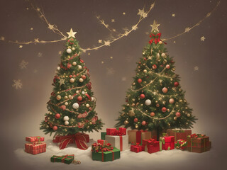 Obraz premium Christmas day celebration. Image is generated with the use of an Artificial intelligence