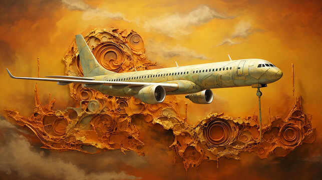avião Tons terrosos, cobre e dourado