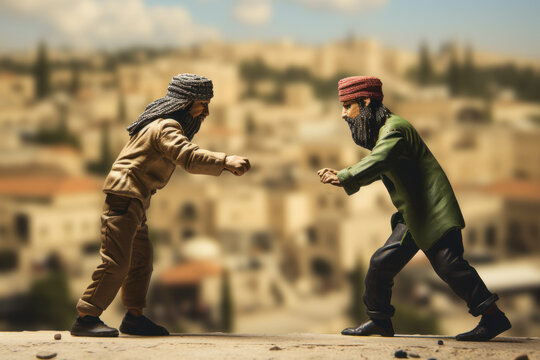 A Muslim man and a Jewish man fight in the streets of the old city