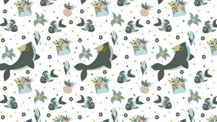 Children's seamless pattern in boho style. Vector illustration