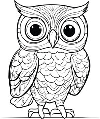 Naklejka premium Cute owl with big eyes. Vector illustration for coloring book.
