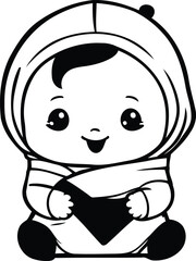 cute little baby boy in astronaut costume vector illustration eps 10