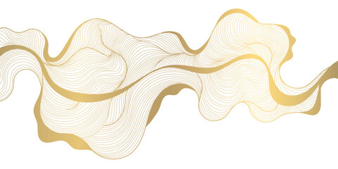 Vector line luxury golden waves, abstract background, elegant pattern. Line design for interior design, textile, texture, poster, package, wrappers, gifts. - 660485861