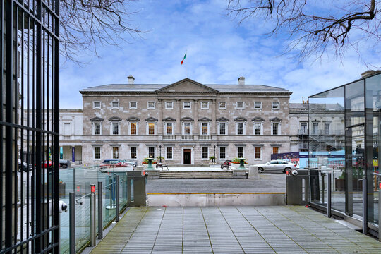 Security gate leading to Leinster House in Dublin, home of the Irish parliament