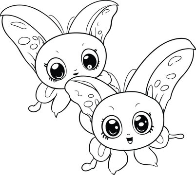 Coloring pages for children. Cute cartoon butterfly. Vector illustration.