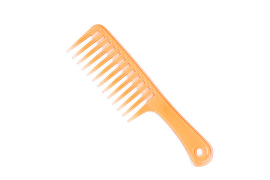 Orange hair comb isolated on white background, Plastic Hair comb