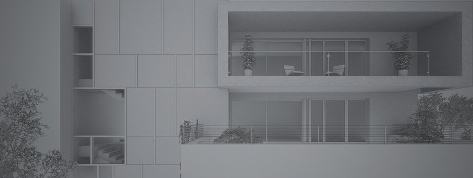 Modellazione e rendering di edificio residenziale