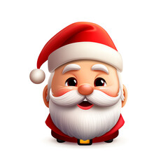 Emoji cheerful santa claus with glasses, 3d on isolated white background