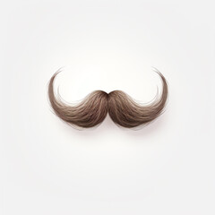 close up of brown mustache on isolated white background