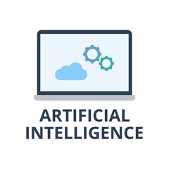 Artificial intelligence vector. Technology and machine learning concept. Flat illustration on white background.