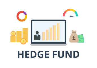 Hedge fund vector. Finance and investment concept. Complex trading portfolio. Flat illustration on white background.