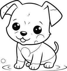 Coloring Page Outline Of a Cute Puppy Dog Vector