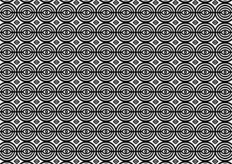 Fototapeta premium Pattern sphere black on white symbol abstract tribal geometric vintage style retro classic illustration decorative template backdrop wallpaper print textile fabric texture cloth rug tile