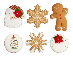 Set of different colorful gingerbread Christmas cookies