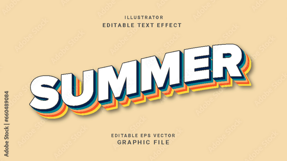 Poster summer editable text effect template - summer text, comic style editable text effect - summer time e