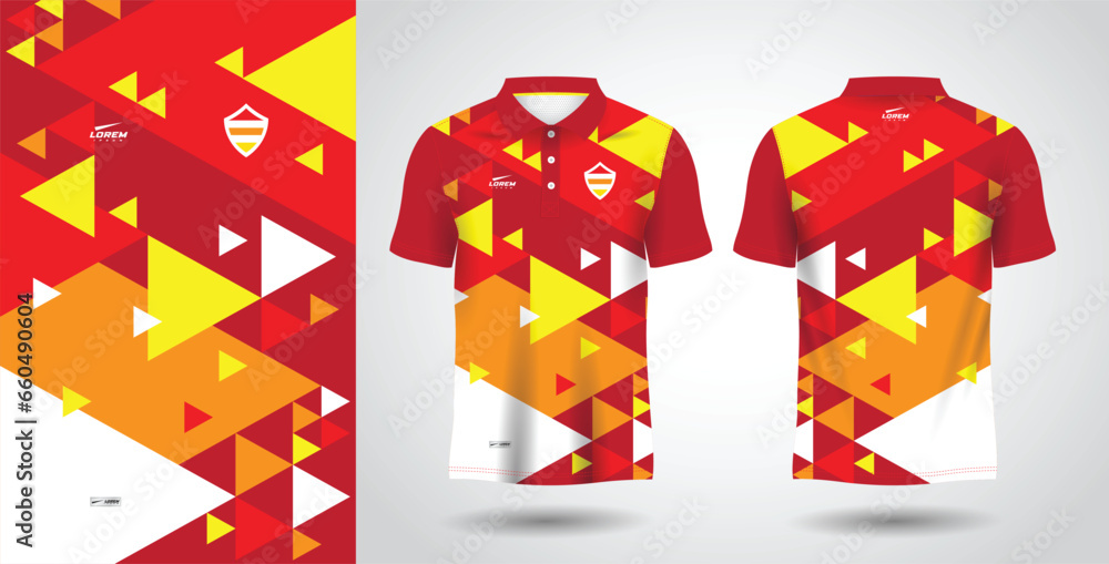 Sticker red yellow polo shirt sublimation sport jersey template