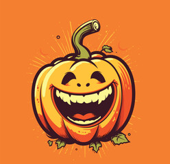Vector Halloween day pumpkin cartoon illustration Halloween scary pumpkin with smile 