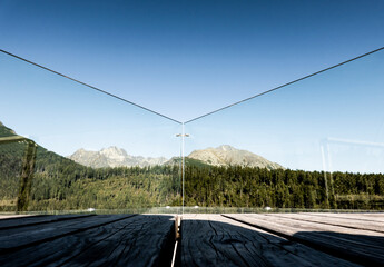 View of the High Tatras from the glass terrace Slovakia