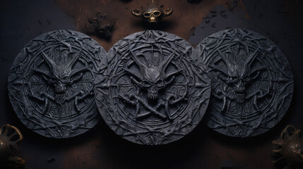 gothic demonic runic horror grim dark fantasy coin rpg - by generative ai