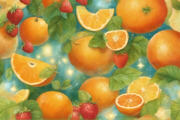 Vitamin C, kiwis, or strawberries, a pile of oranges, apples, and strawberries, amazing wallpaper