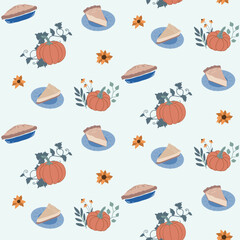 Cozy image with some pies and pumpkins 