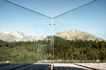 View of the High Tatras from the glass terrace Slovakia