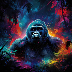 spirit animal gorilla in the jungle shamanism - by generative ai