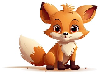 cute baby fox isolated illustration