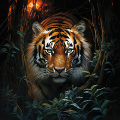 spirit animal tiger predator hunting forest shamanism - by generative ai
