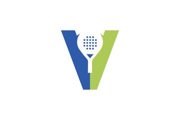 Letter V padel logo design vector