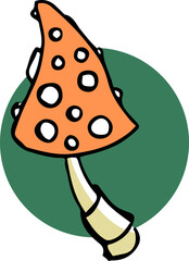 drawing of mushrooms, flying mushrooms, vector graphics