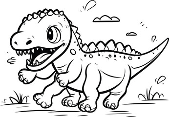 Dinosaur cartoon vector illustration. Cute stegosaurus doodle.