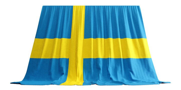 Sweden Flag Curtain in 3D Rendering called Flag of Sweden