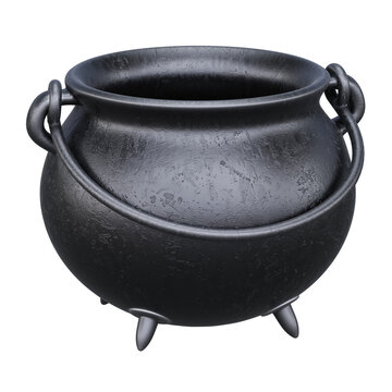 empty black cauldron 3d illustration